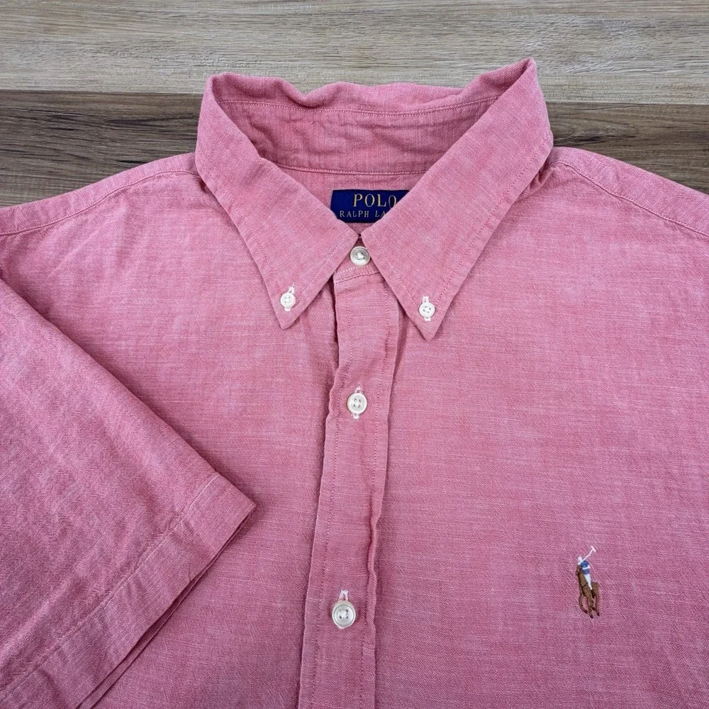 Ralph Lauren Shirt XL Classic Fit Red Check Short Sleeve Button Down Pony